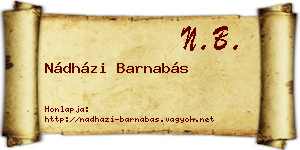 Nádházi Barnabás névjegykártya